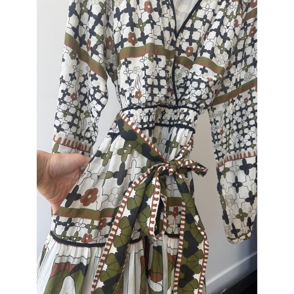 Cleobella Emory Belted Puff-Sleeve Mini Dress in Art Deco Size Large - Picture 9 of 15